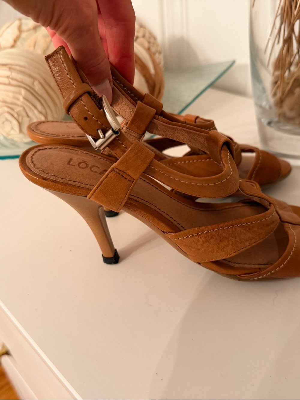 LOCALE Tan Strappy Slingback Heels